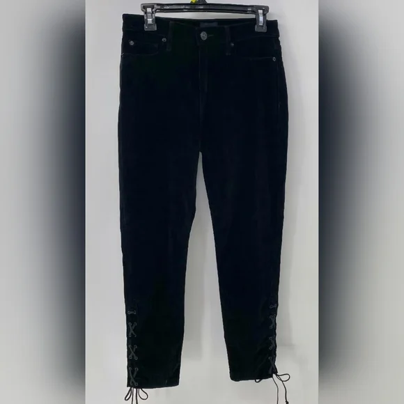 Hudson Nix Black Velvet Lace Up Legs High Rise Jeans Size 29 NWT - Picture 4 of 7